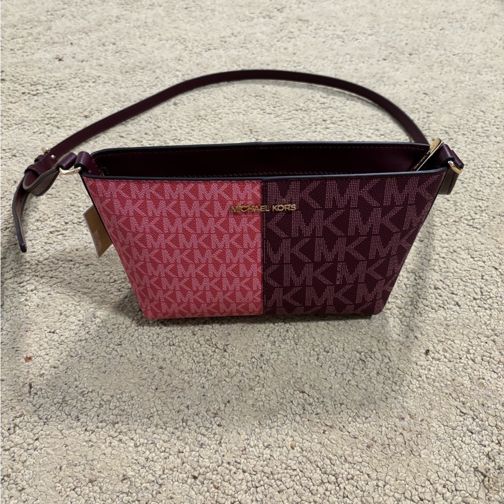 Michael Kors Pink and Burgundy Women's Cross-Body Bag